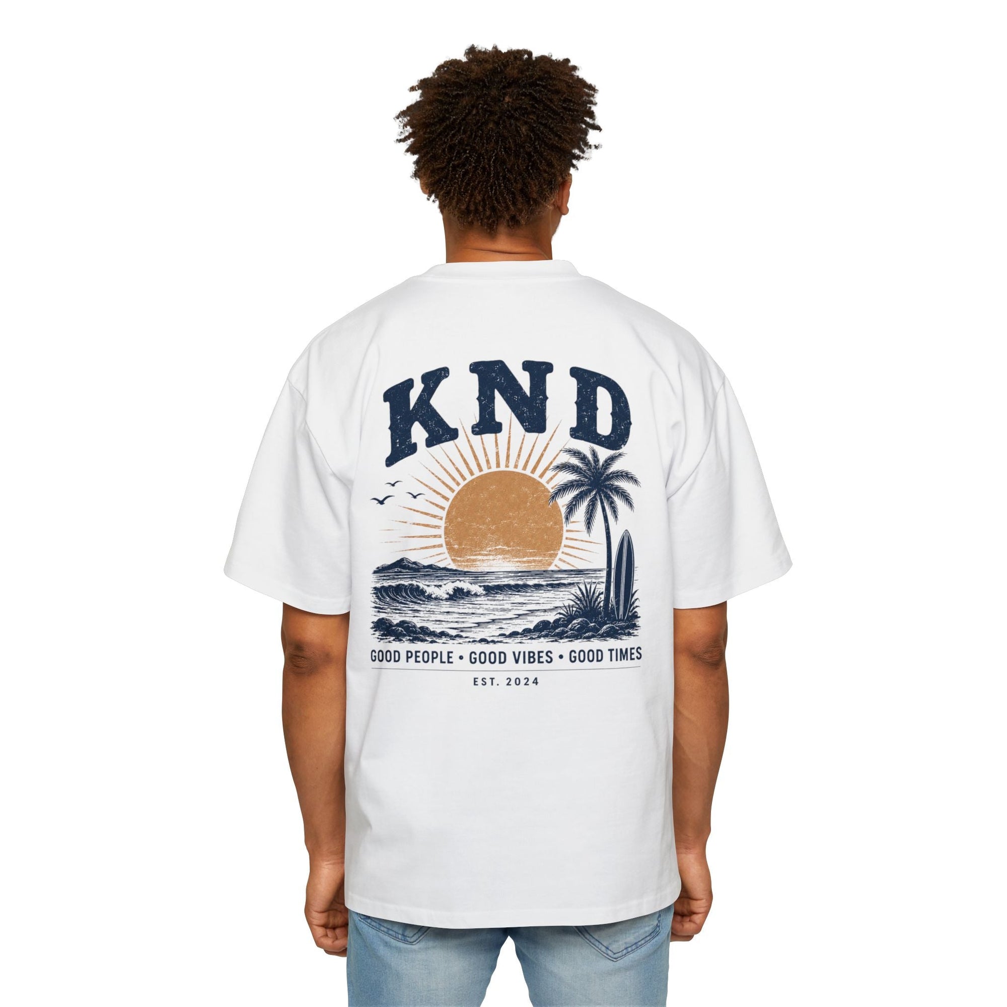 KND Sunset Surf Oversized Tee — Drop-Shoulder Back Print T-Shirt - KND Brand