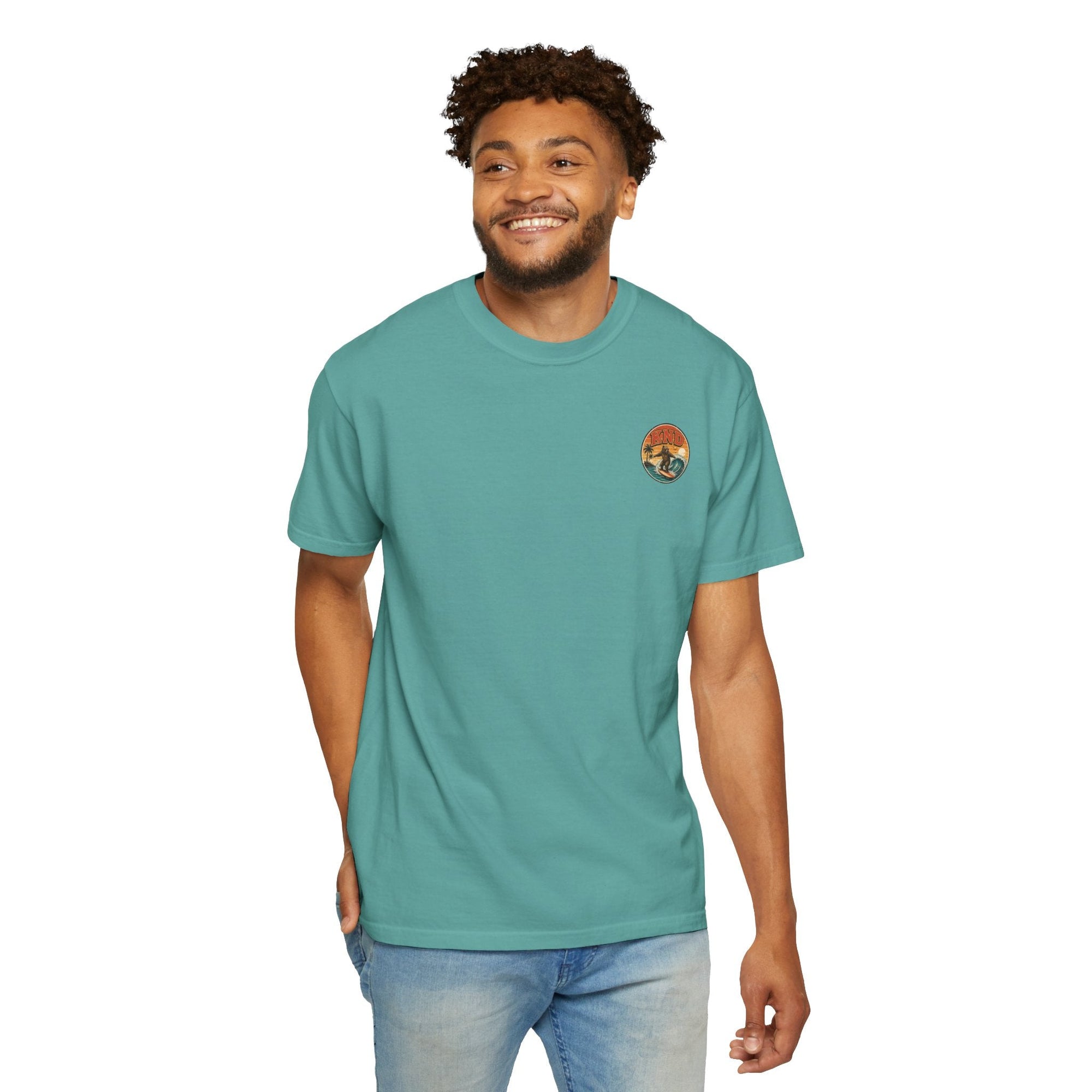 KND Surf Bear Graphic Tee — California bear surf shirt in garment-dyed colors