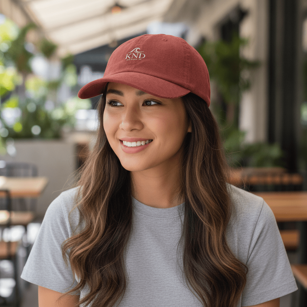 KND Vintage Corduroy Cap | Burgundy Low-Profile Embroidered Hat - KND Brand