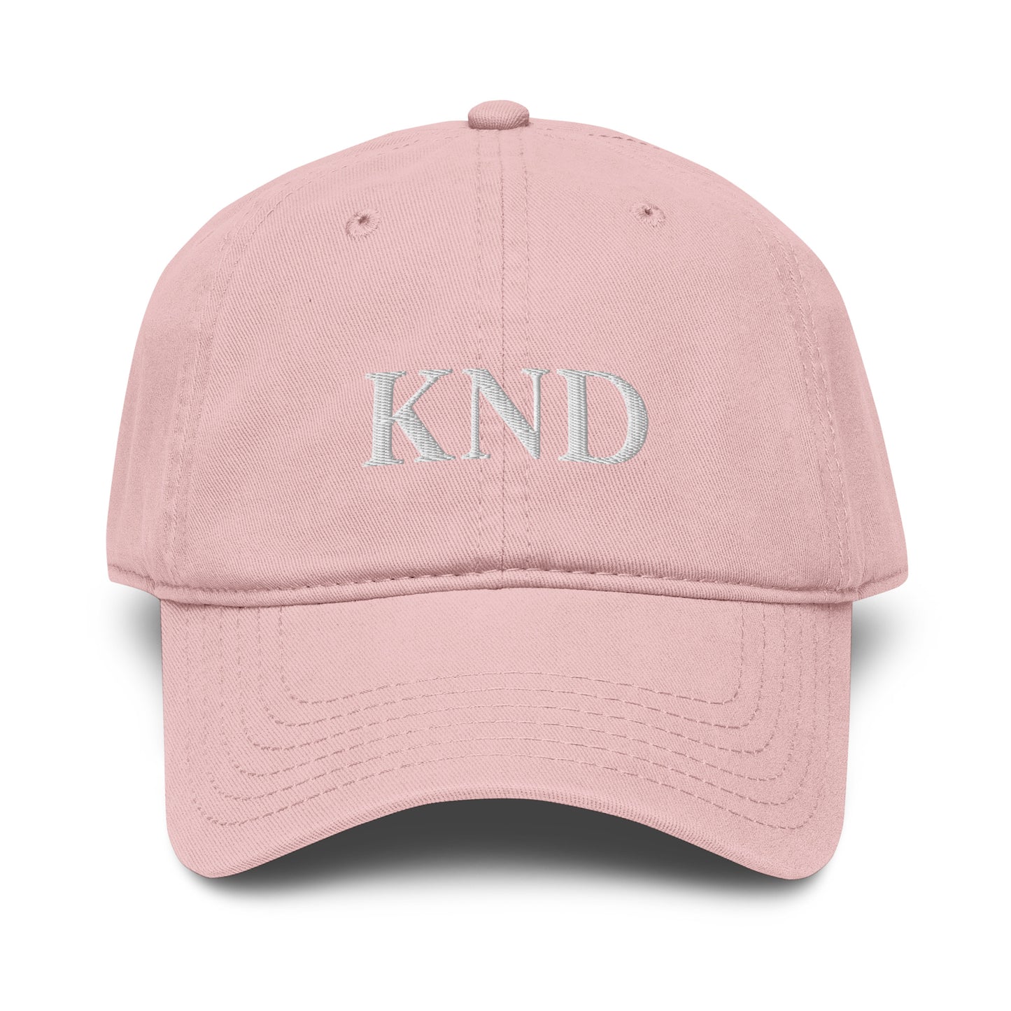 KND Signature embroidered cotton baseball cap in pink