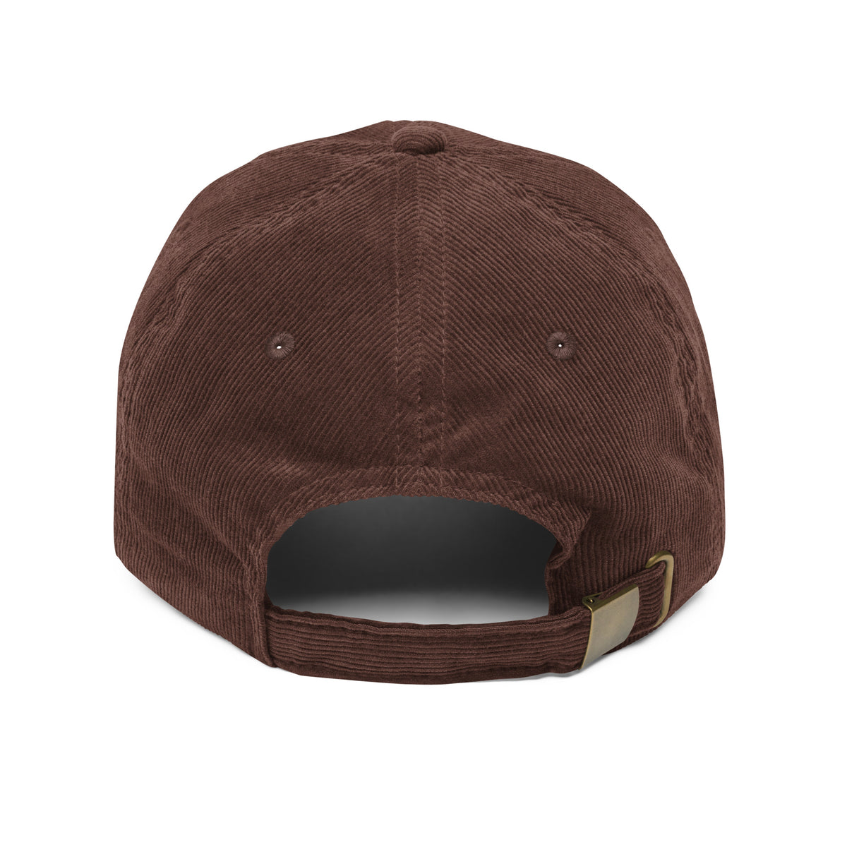 KND Script Corduroy Cap in brown — back view showing the closure