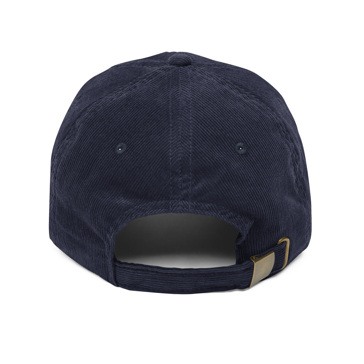 KND Script Corduroy Cap in navy — back view showing the closure